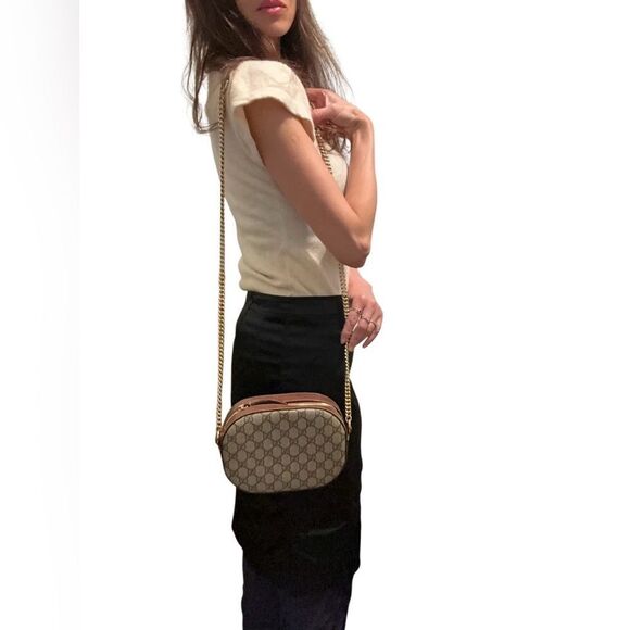 Gucci Handbags - GG Supreme Monogram Cuoio Toscano Mini Chain Shoulder Bag